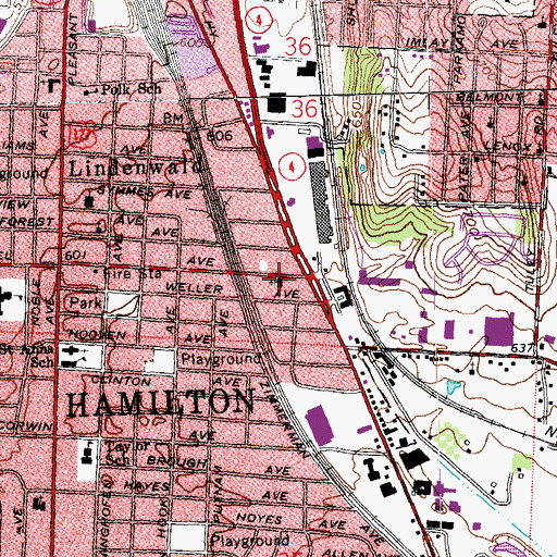 Topographic Map of Laurel Avenue Church of Christ, OH