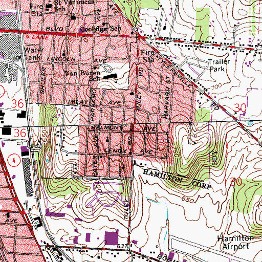 Topographic Map of Tuley Road Pentecostal Church of God, OH