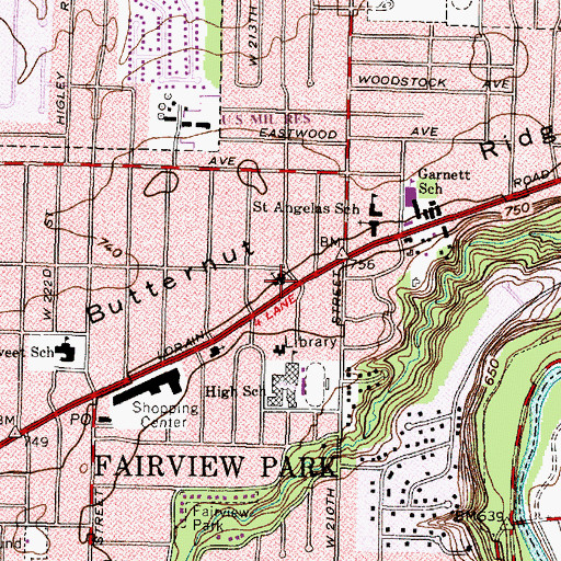 Topographic Map of Fairview Baptist Church, OH