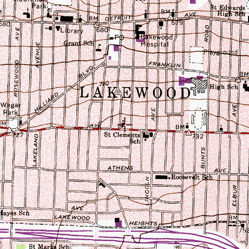 Topographic Map of Gethsemane Lutheran Church, OH