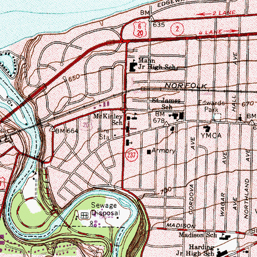 Topographic Map of Lakewood Congregational Church, OH