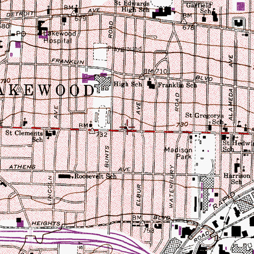 Topographic Map of Parkwood United Church of Christ, OH