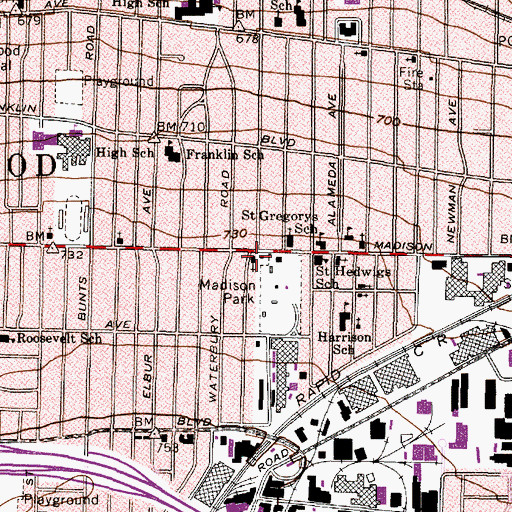 Topographic Map of Pentecost Evangelical Lutheran Church, OH
