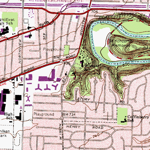 Topographic Map of Rockport United Methodist Church, OH