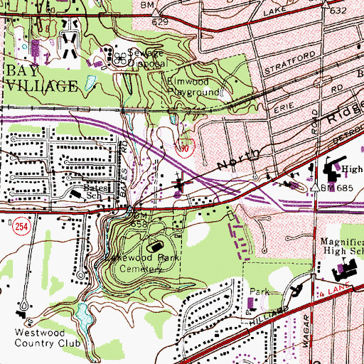 Topographic Map of Rocky River Presbyterian Church, OH