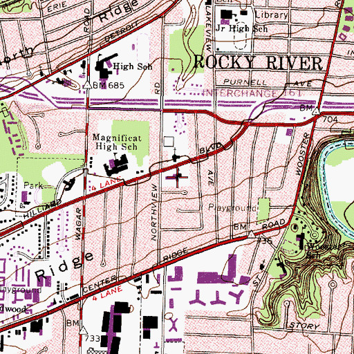 Topographic Map of West Shore Unitarian Church, OH
