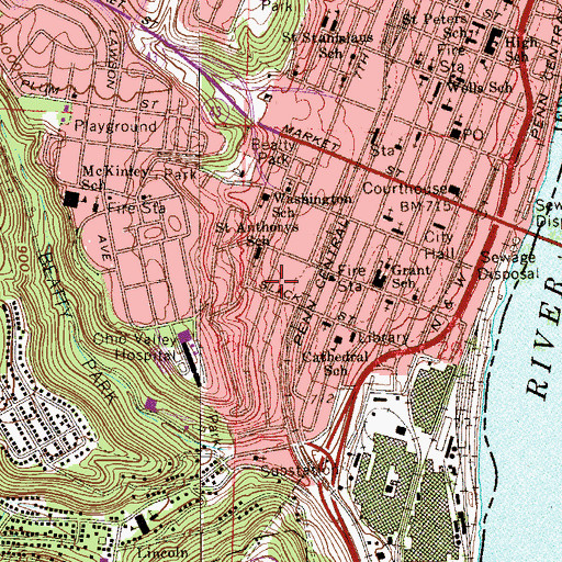 Topographic Map of All Saints School, OH