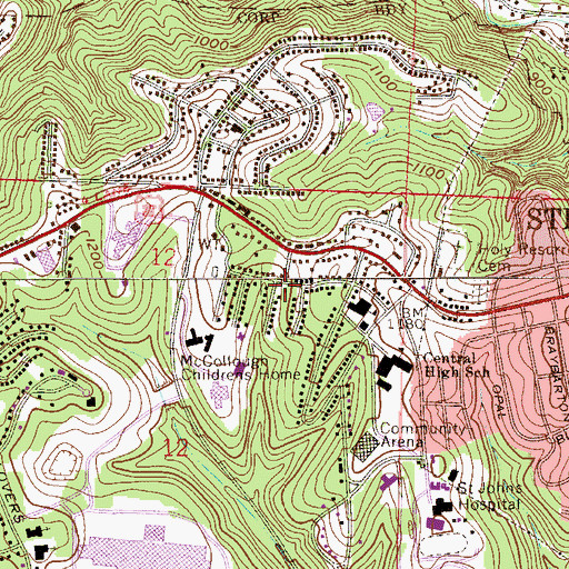 Topographic Map of Becker Highlands, OH