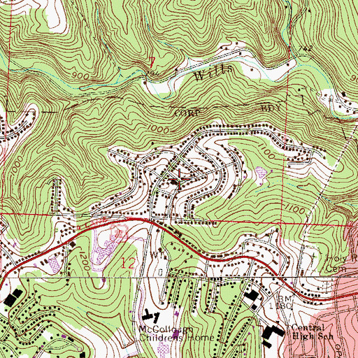 Topographic Map of Buena Vista Elementary School, OH