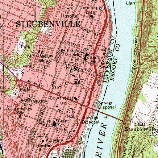 Topographic Map of First Christian Church, OH