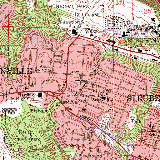 Topographic Map of First Church of the Nazarene, OH