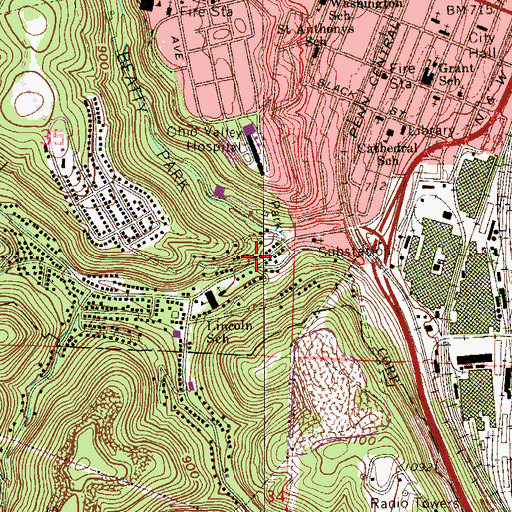 Topographic Map of Fishersville, OH