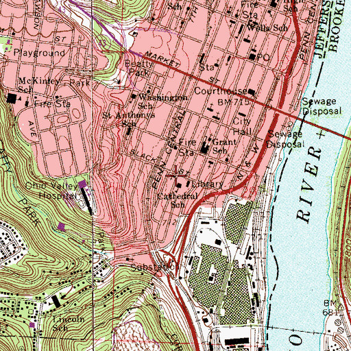 Topographic Map of Holy Name Catholic Cathedral, OH