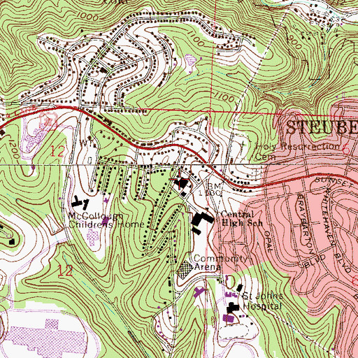 Topographic Map of Holy Rosary Catholic Church, OH