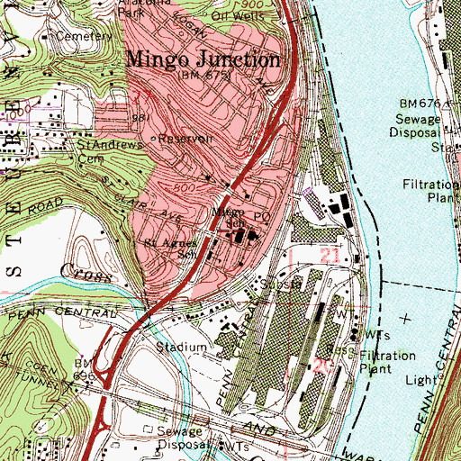 Topographic Map of Mingo First United Methodist Church, OH