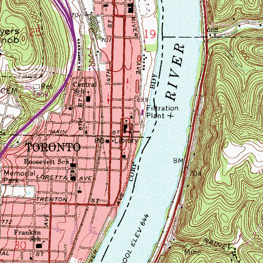 Topographic Map of Riverview United Methodist Church of Toronto, OH