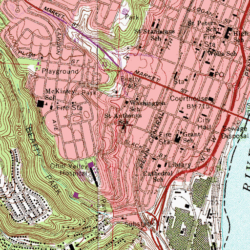 Topographic Map of Saint Anthonys Catholic Church, OH