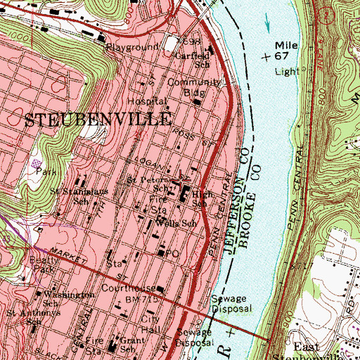 Topographic Map of Saint Peters Catholic Church, OH