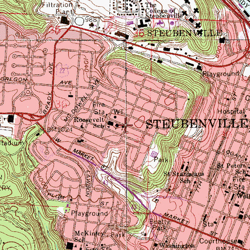 Topographic Map of Steubenville Seventh Day Adventist Church, OH