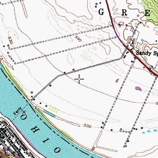 Topographic Map of Irish Bottom, OH