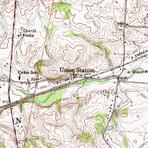 Topographic Map of Union Station Community Church, OH