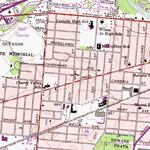 Topographic Map of Newark Brethren Church, OH