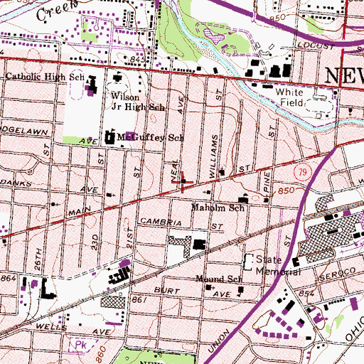 Topographic Map of Neal Avenue United Methodist Church, OH