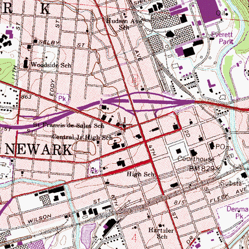 Topographic Map of First United Methodist Church, OH