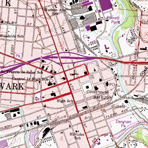 Topographic Map of First Presbyterian Church, OH