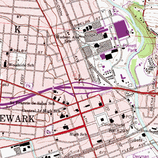 Topographic Map of Central Church of the Nazarene, OH