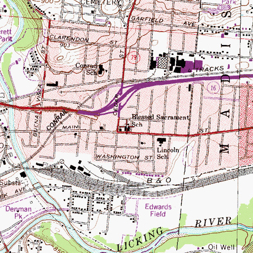 Topographic Map of Blessed Sacrement Catholic Church, OH