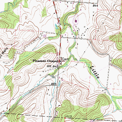 Topographic Map of Pleasant Chapel United Methodist Church, OH