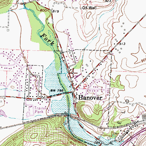 Topographic Map of Hanover Presbyterian Church, OH
