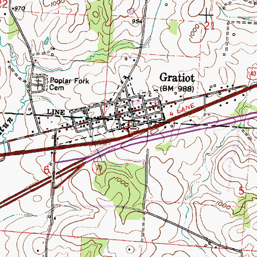 Topographic Map of Gratiot United Methodist Church, OH