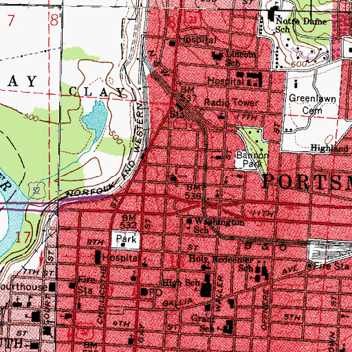 Topographic Map of Findlay Street United Methodist Church, OH