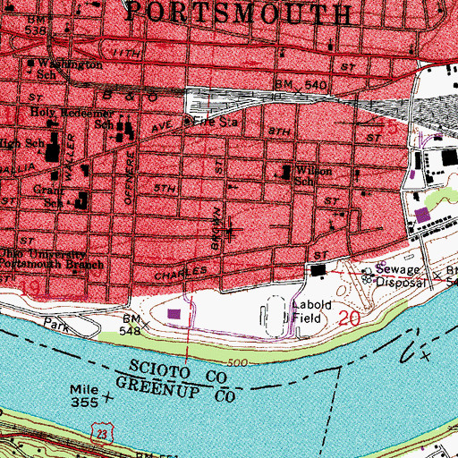 Topographic Map of First Church of the Nazarene, OH