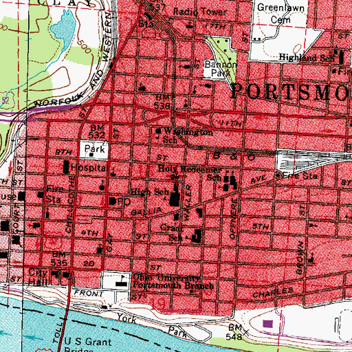 Topographic Map of Second Presbyterian Church, OH