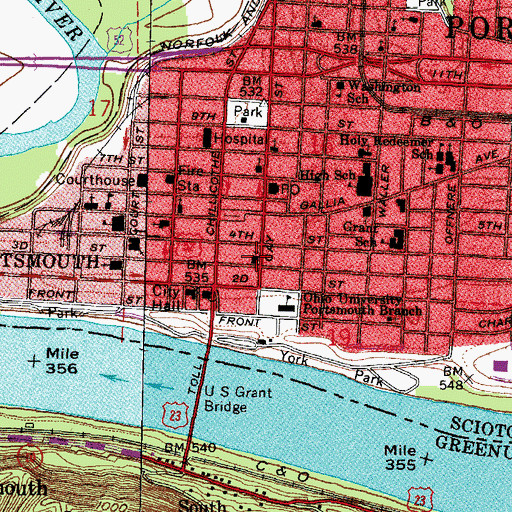 Topographic Map of First Christian Church, OH