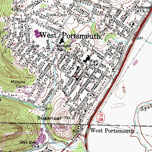 Topographic Map of Nauvoo United Methodist Church, OH