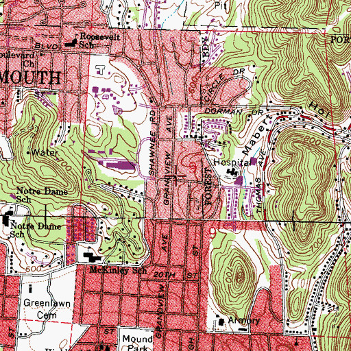 Topographic Map of Manly United Methodist Church, OH