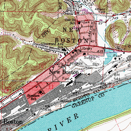 Topographic Map of New Boston First Church of the Nazarene, OH