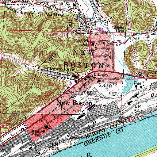 Topographic Map of New Boston United Methodist Church, OH
