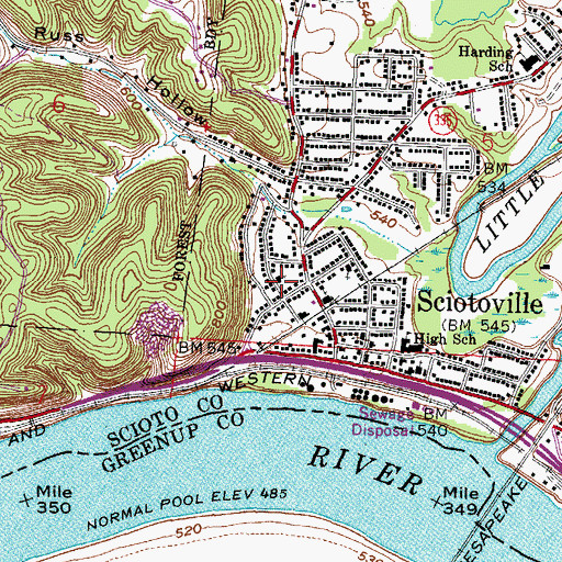 Topographic Map of Sciotoville Church of the Nazarene, OH