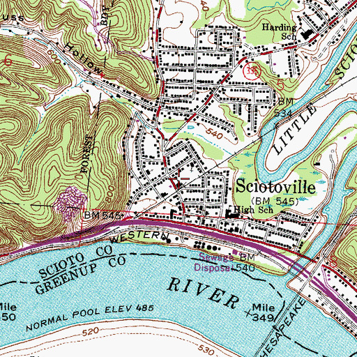Topographic Map of Church of Christ, OH