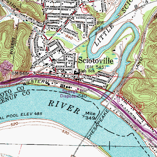 Topographic Map of Sciotoville United Methodist Church, OH