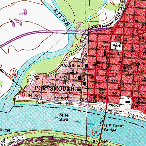 Topographic Map of Saint Marys Catholic Church, OH