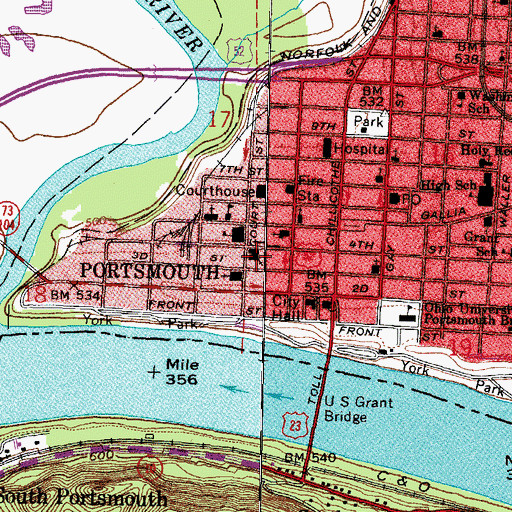 Topographic Map of All Saints Episcopal Church, OH