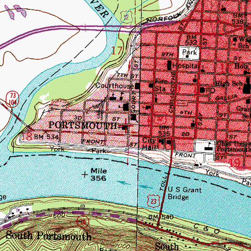 Topographic Map of First Presbyterian Church, OH