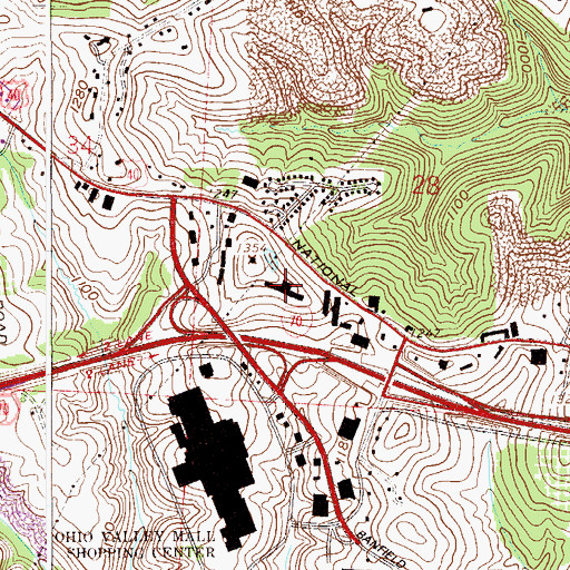 Topographic Map of Hills Plaza Shopping Center, OH