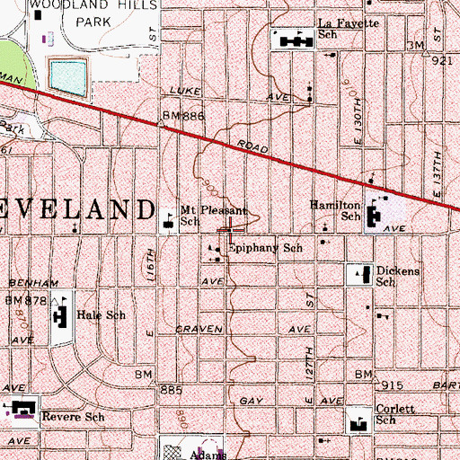 Topographic Map of Second Tabernacle Baptist Church, OH